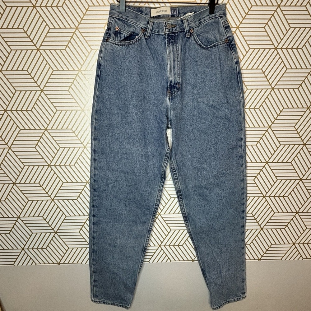 Vintage GAP Jeans 12 Blue Reverse Fit High Rise Tapered Mom 90s Capsule Cottage